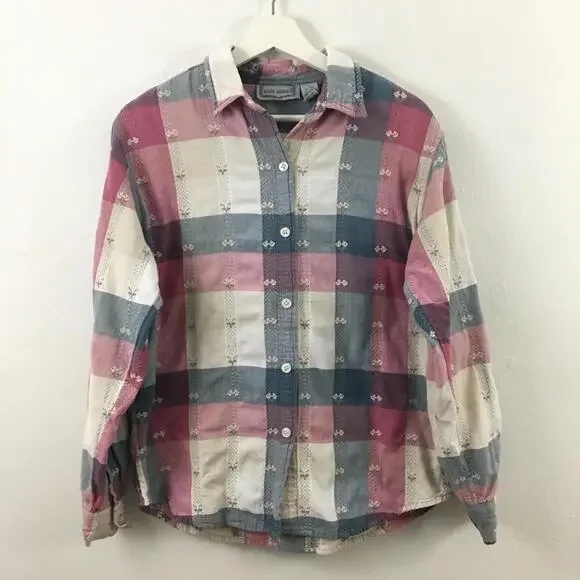 Jane Ashley Women’s Plaid Button Down Long Sleeve Shirt Size S - Picture 1 of 4